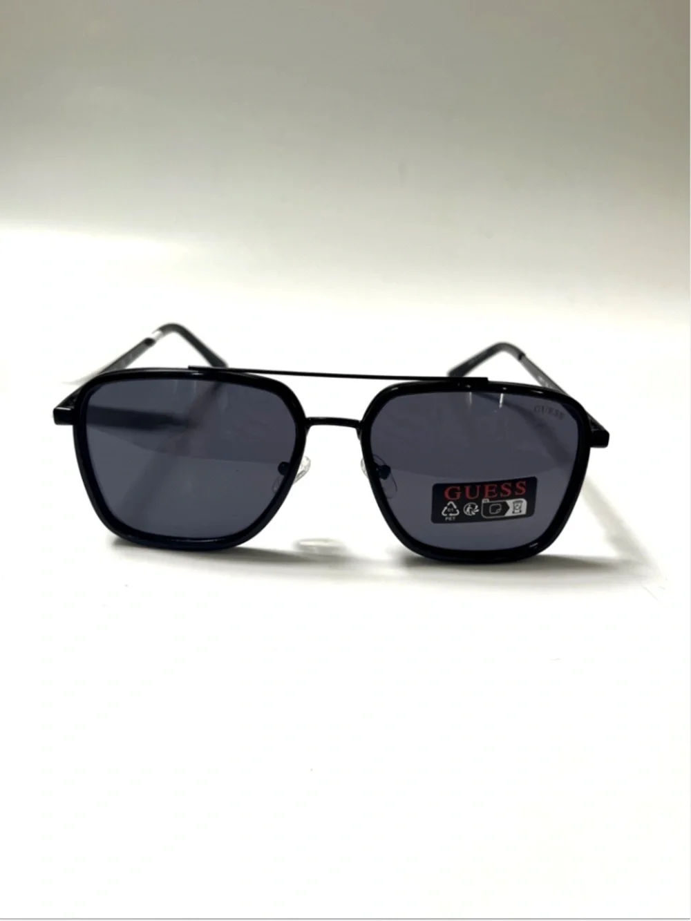 New GUESS Aviator Sunglasses GO00112 Double Bridge Glossy Metal Black